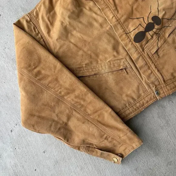 Vintage Y2K Carhartt brown cropped Detroit style work wear jacket - Picture 2 of 8